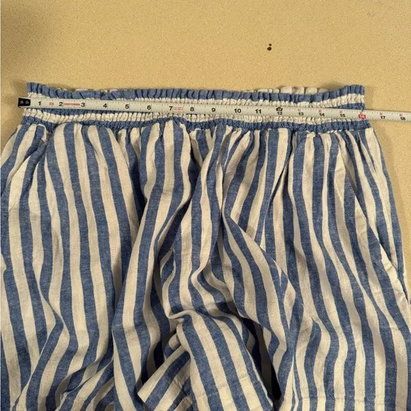 Ava Vic Shorts Blue White Striped Linen Blend Preppy Beach - Picture 6 of 13